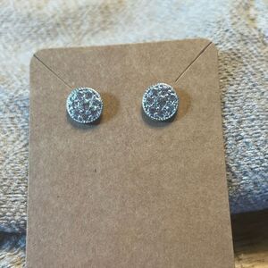 Mini silver tone crystal stud earrings